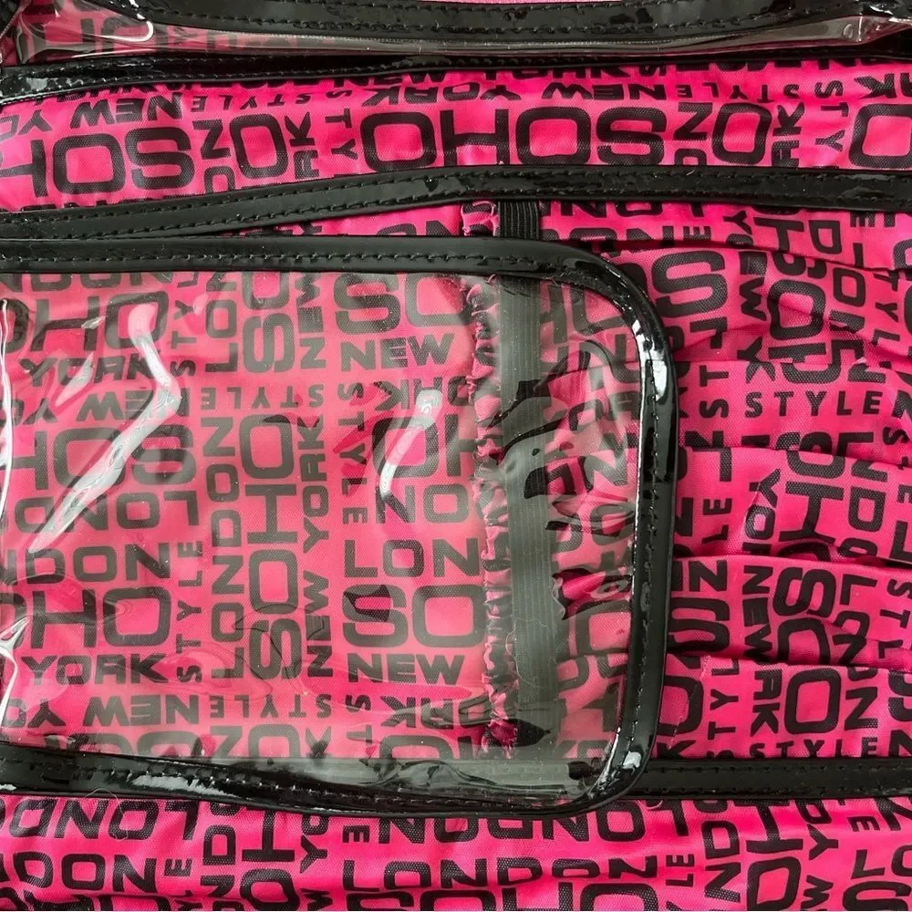 SOHO London Soho New York Pink Polka Dot Hanging Travel Makeup Bag Organizer EUC